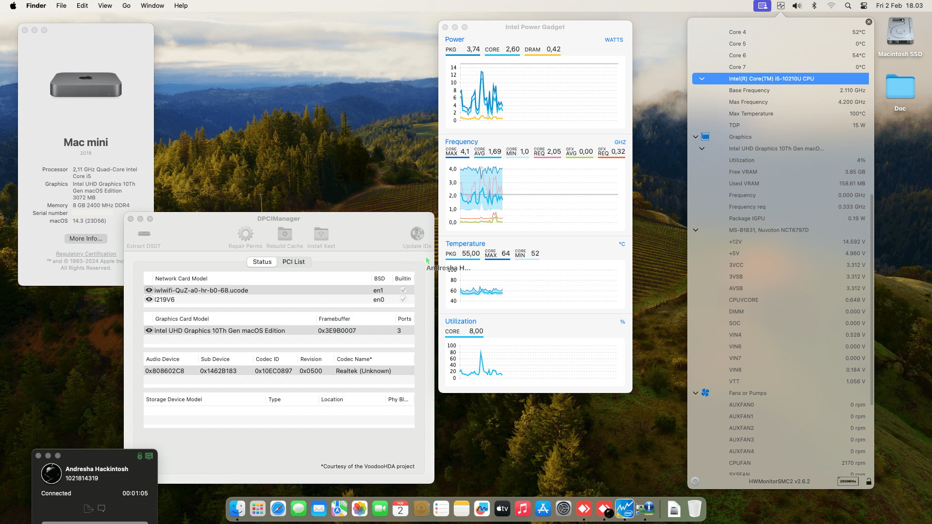 Success Hackintosh macOS Sonoma 14.3 Build 23D56 in MSI Cubi 5 10M-068BID